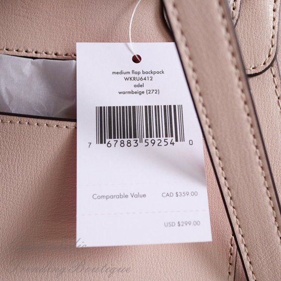 NWT Kate Spade Adel Flap Backpack in Warmbeige - Picture 7 of 12